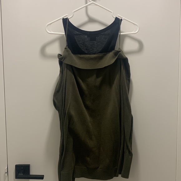 Off the shoulder green sweater with sewn in tank, XS - Picture 2 of 3